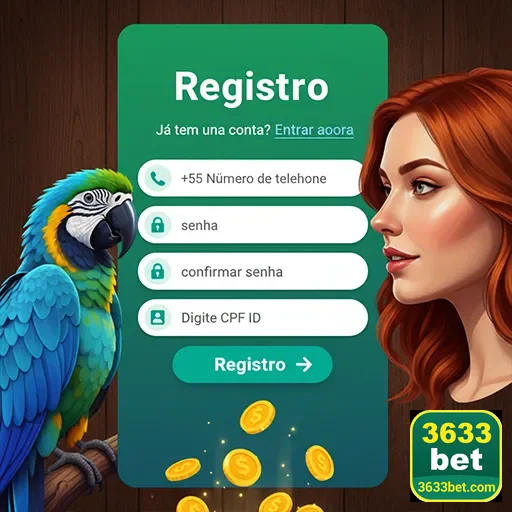 Formulário de registro e cadastro do site 3633bet para novos usuários.